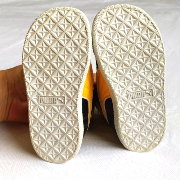 puma first round high top sneakers yellow & black patent toddler boys size 6 - Picture 8 of 11